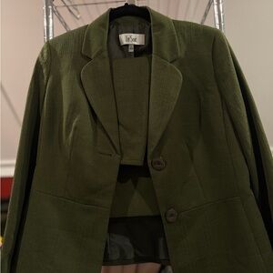 Le Suit Dark Green Blazer and Skirt